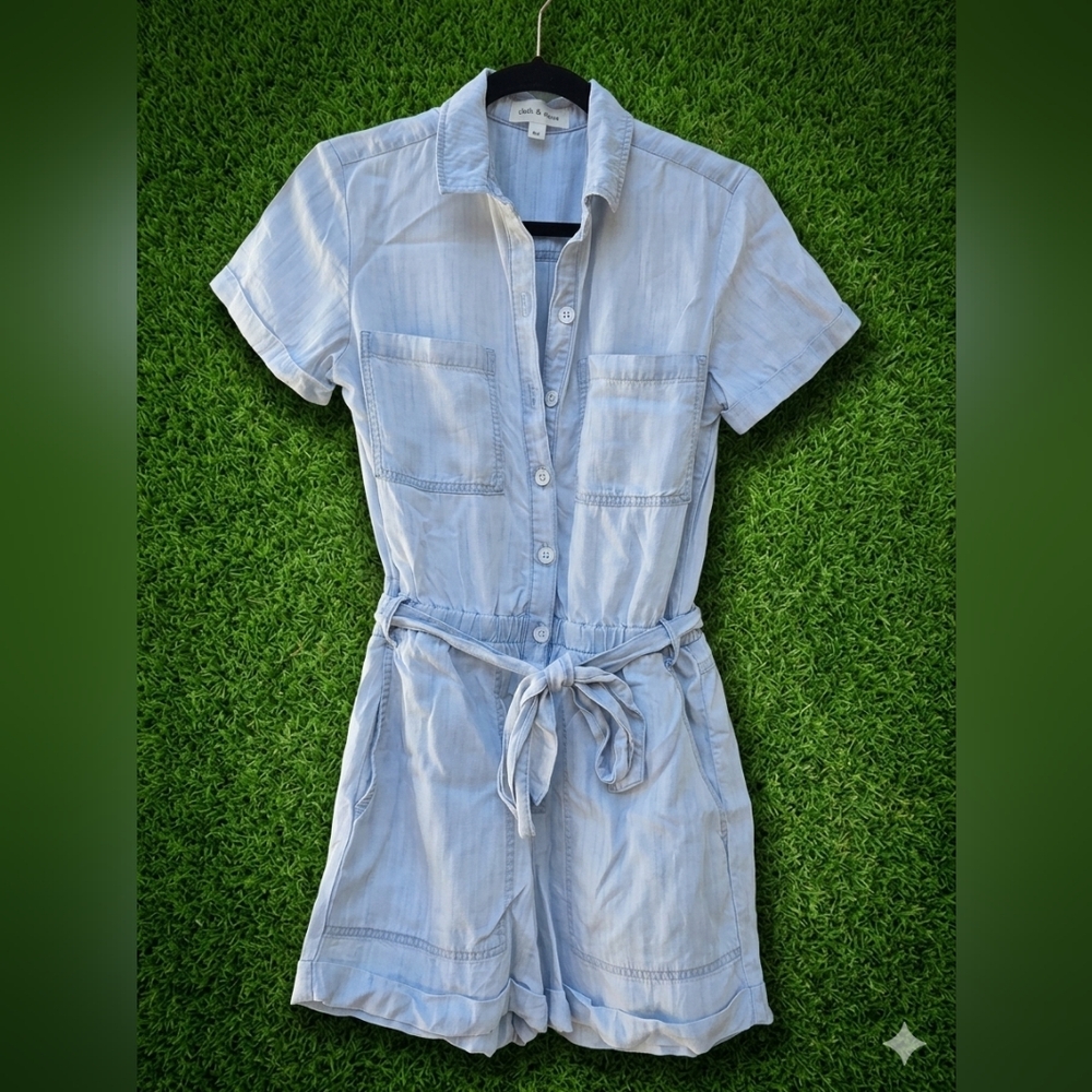 Cloth & Stone Anthroplogie Light Blue Short Sleeve Romper